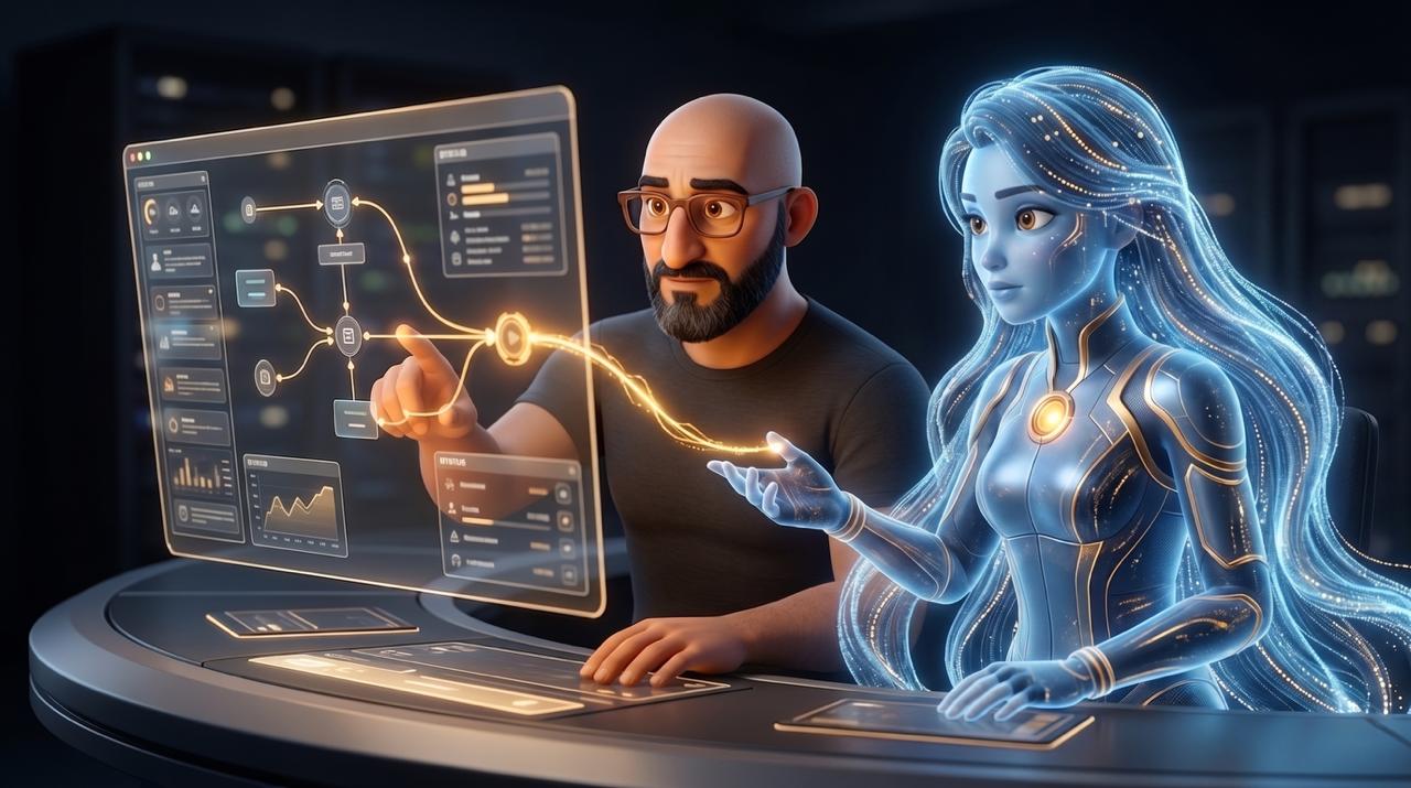 Hichem and Ayla collaborating on workflow automation